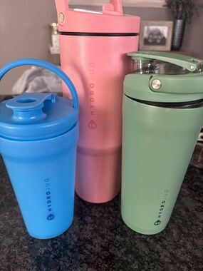 HydroJug Blue, Pink & Sage Triple Insulated Water Bottles